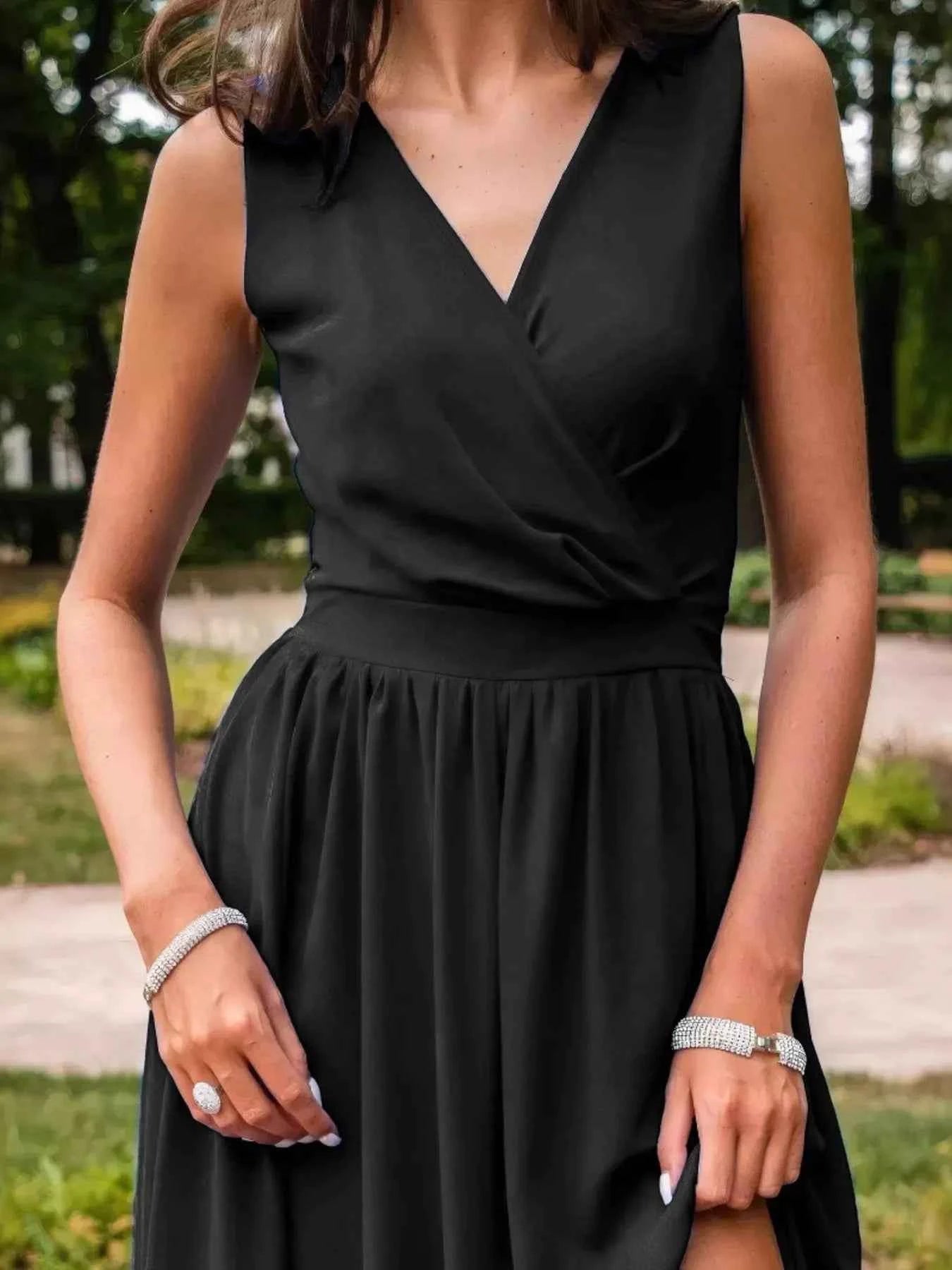 Slit Surplice Sleeveless Maxi Dress