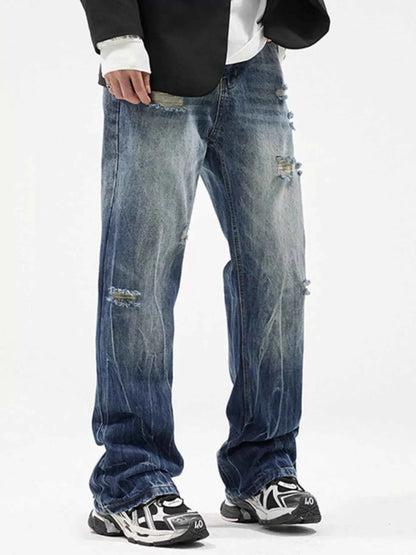 Men's Distressed Wide Leg Jeans