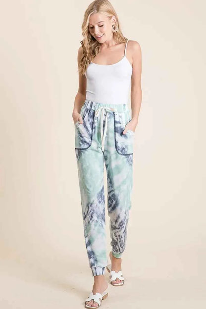 BiBi Tie Dye French Terry Casual Sweat Pants