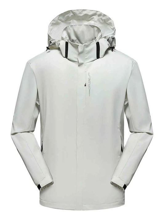 Men's Plus Size Waterproof Zip Up Long Sleeve Hooded Jacket