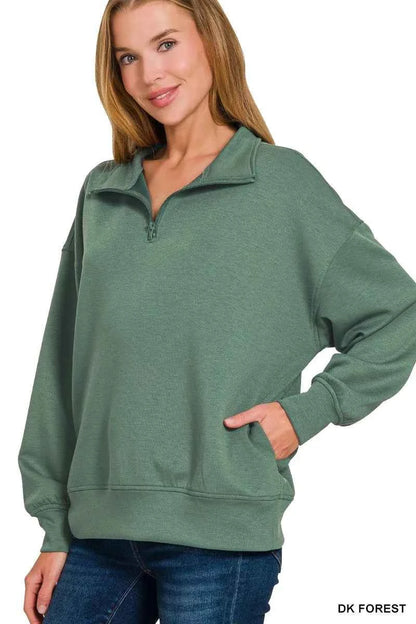 Zenana Scuba Quarter-Zip Sweatshirt