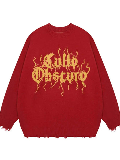 Men's Letter Round Neck Long Sleeve Sweater