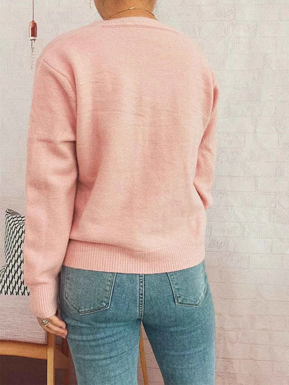 Flower Button Up Long Sleeve Cardigan