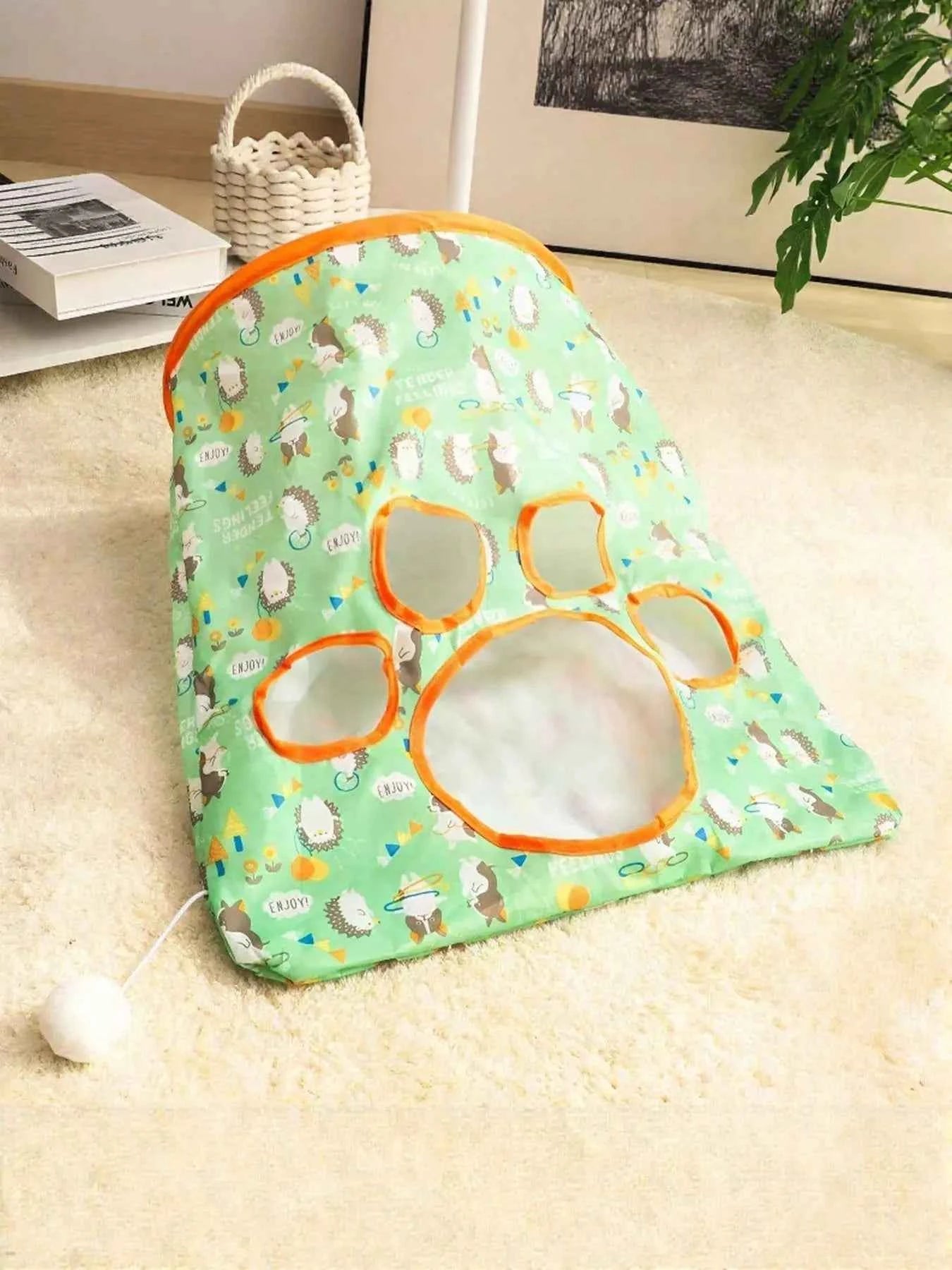 Cartoon Pattern Collapsible Cat Tunnel Pet Toy