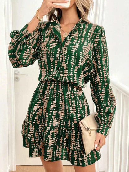Printed Long Sleeve Mini Dress