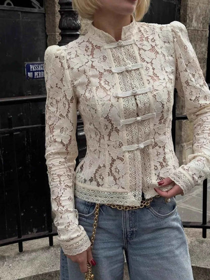 Lace Button-Up Shirt