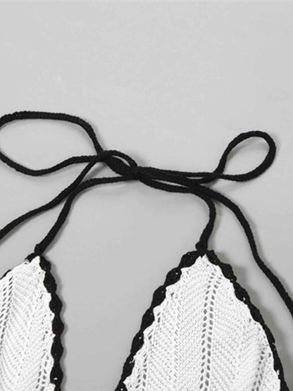 Openwork Halter Neck Maxi Sweater Dress