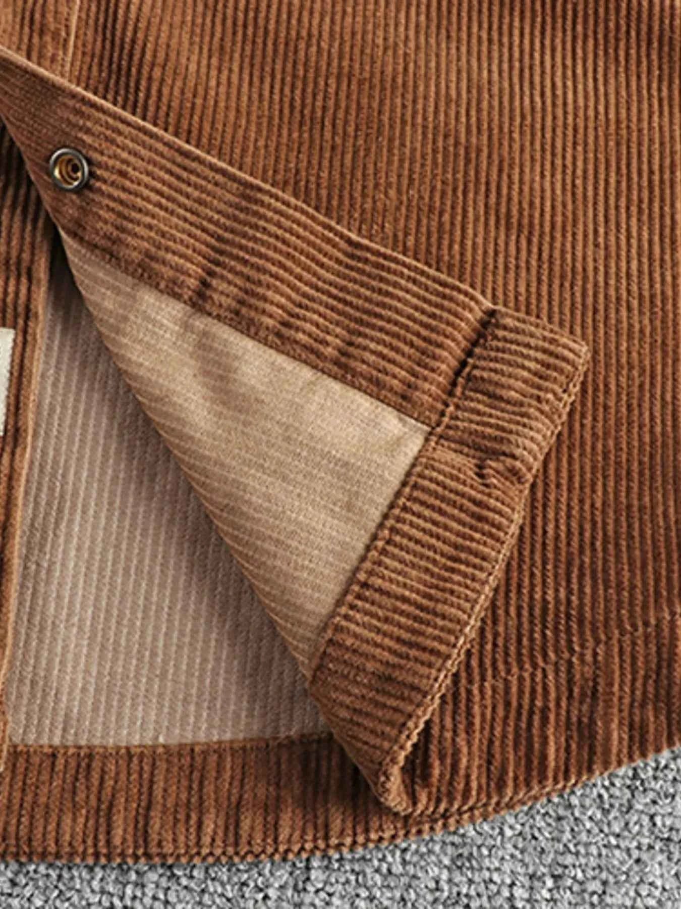 Men's Plus Size Corduroy Button Up Long Sleeve Jacket