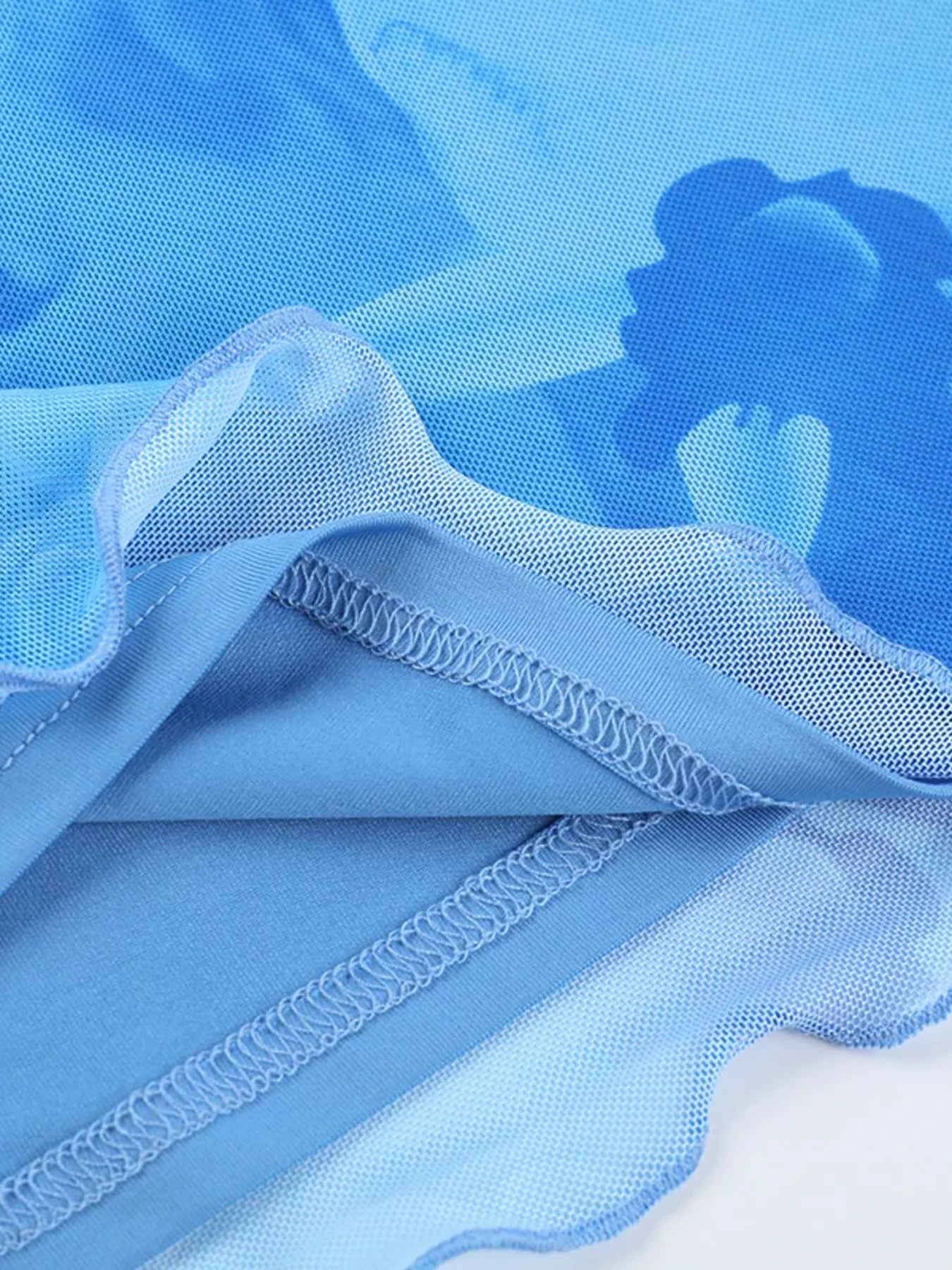 Floral Print Spaghetti Strap Mesh Mini Dress