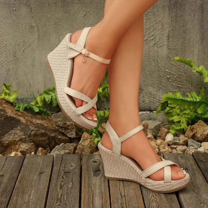 Crisscross Open Toe Wedge Sandals