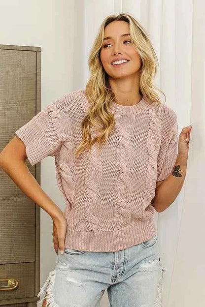 BiBi Cable Knit Textured Sweater Top