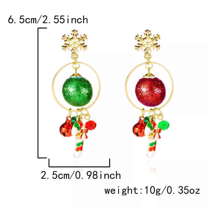 Christmas Snowflake Dangle Earrings with Colorful Beads