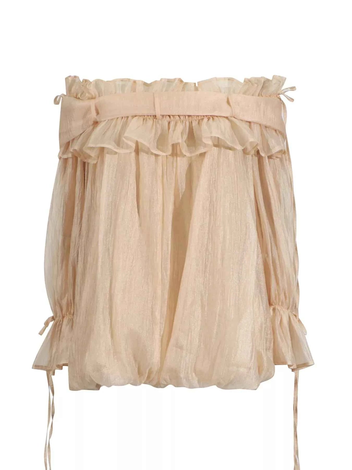 Ruffle Off-Shoulder Flounce Sleeve Blouse