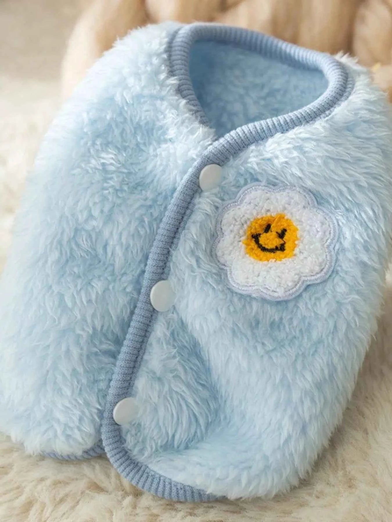 Cozy Plush Pet Sweater with Cute Patch