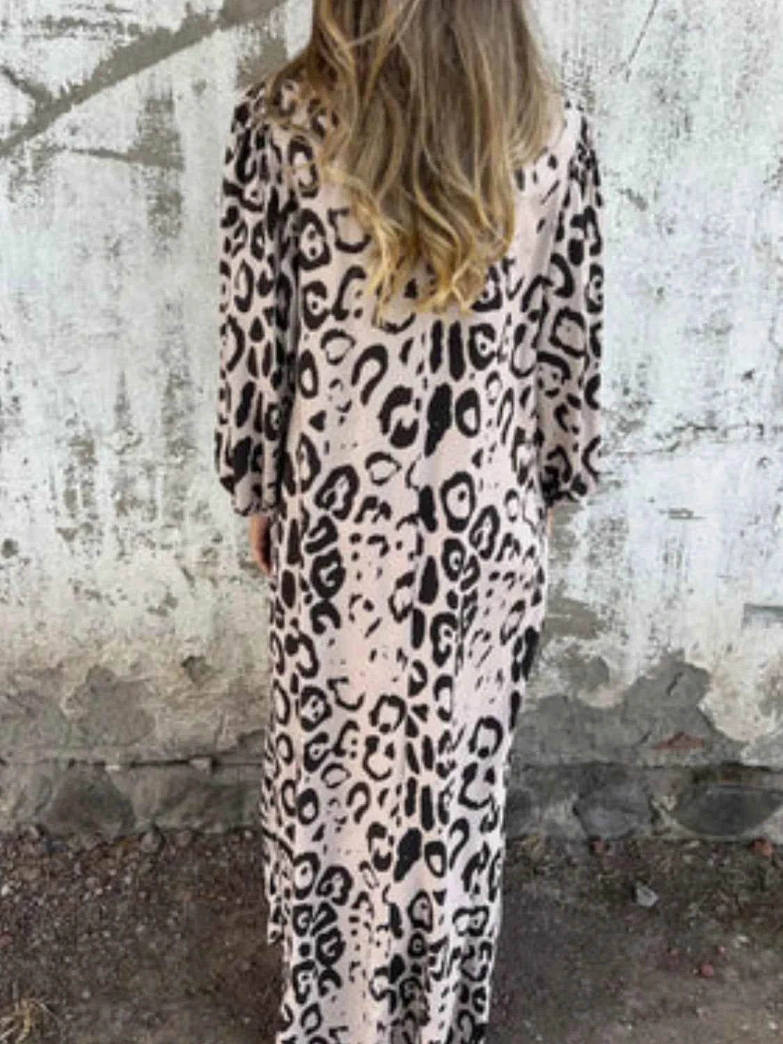 Full Size Printed V-Neck Dress with Pockets Plus Size