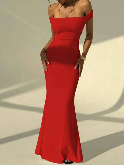 Backless Off-Shoulder Bodycon Mermaid Maxi Dress