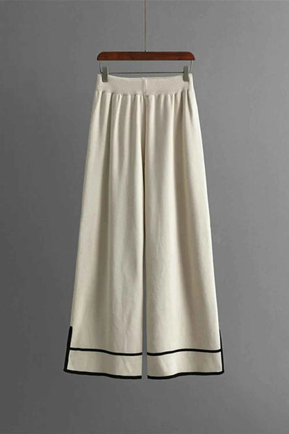 High-Low Round Neck Top and Pants Sweater Set
