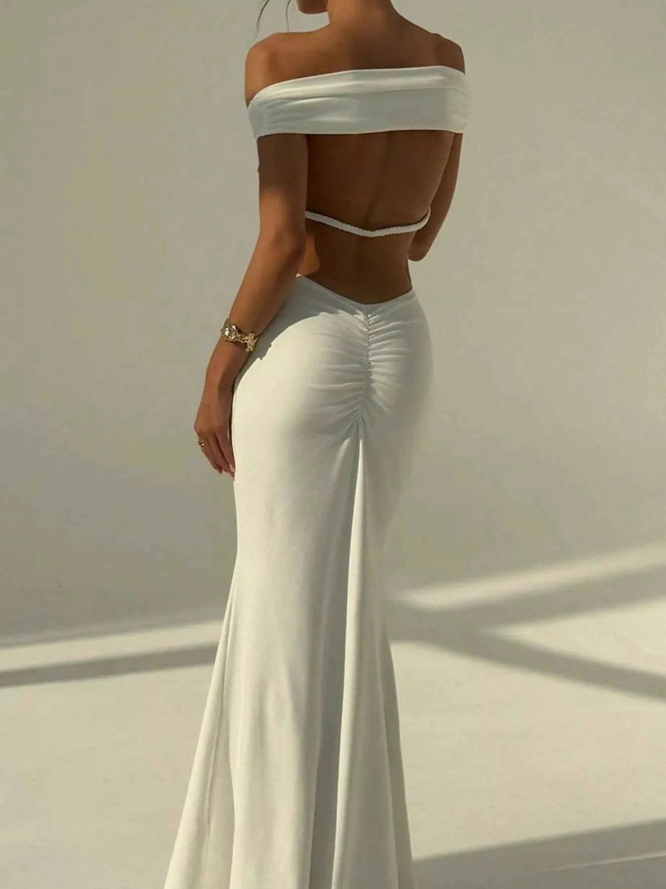 Backless Off-Shoulder Bodycon Mermaid Maxi Dress