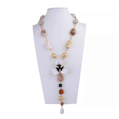 Alloy Dripping Oil Flower Resin Y-Shaped Necklace