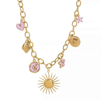 18K Gold-Plated Stainless Steel Charm Necklace