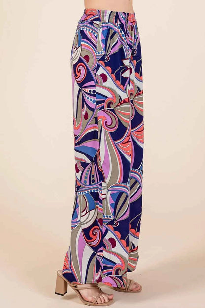 Mittoshop Abstract Print Elastic Waist Wide Leg Pants