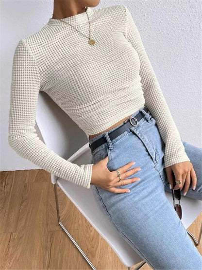 Waffle Knit Long Sleeve T-Shirt
