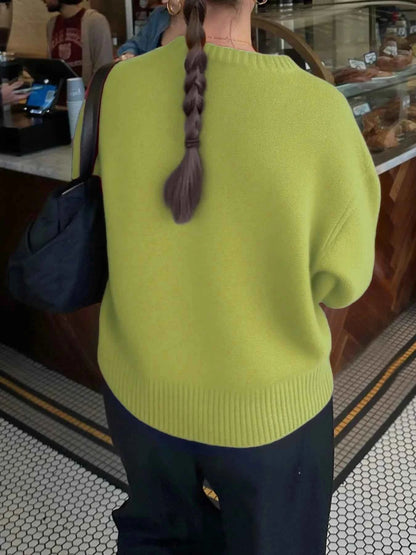 Ribbed Crewneck Drop Shoulder Sweater