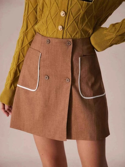 Button-Front Mini Skirt
