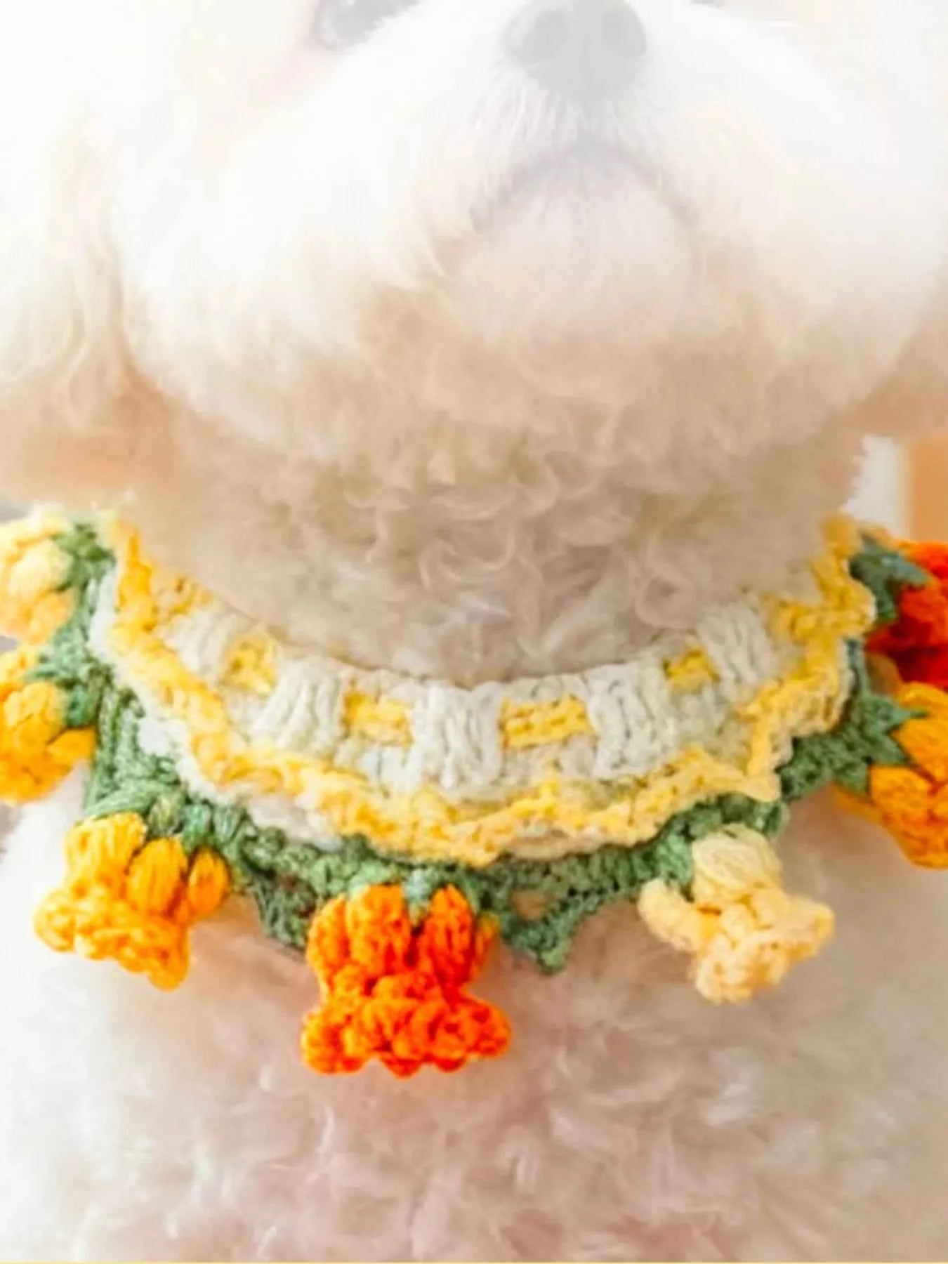 Handmade Crochet Floral Pet Scarf
