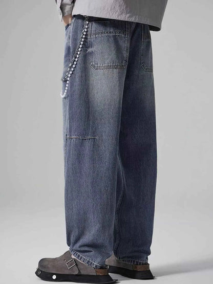 Men's Washed Relaxed Wide-Leg Jeans