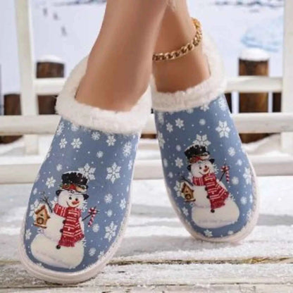 Christmas Snowman Plush Lined Slippers