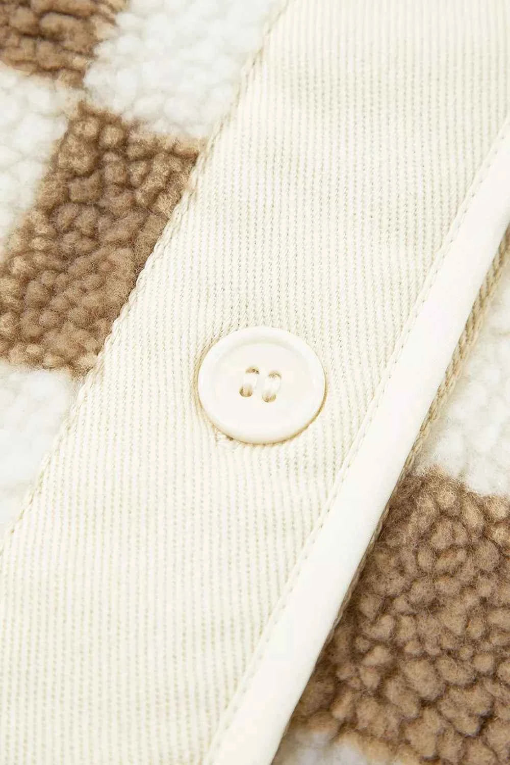 Checkered Sherpa Oversized Button Up Jacket