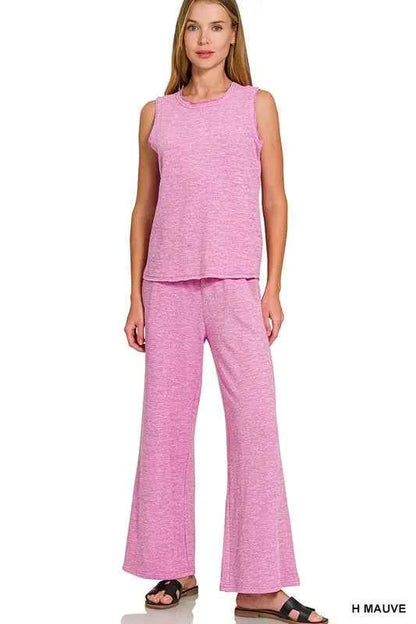 Zenana Cotton Slub Tank & Pants Set