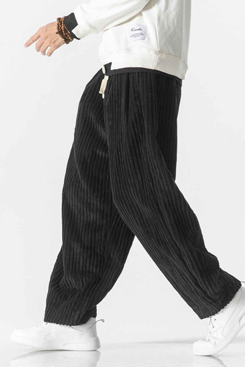 Men's Plus Size Corduroy Wide Leg Casual Pants