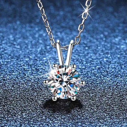 2 Carat Moissanite 925 Sterling Silver Pendant Necklace