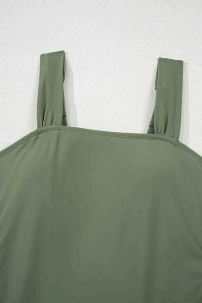 Drawstring Ruched Wide Straps Tankini Set
