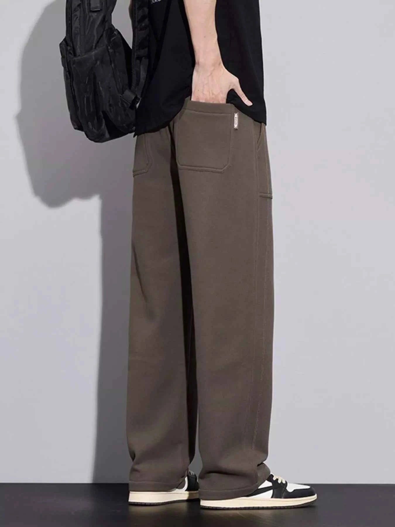 Men's Plus Size Casual Drawstring Wide-Leg Pants