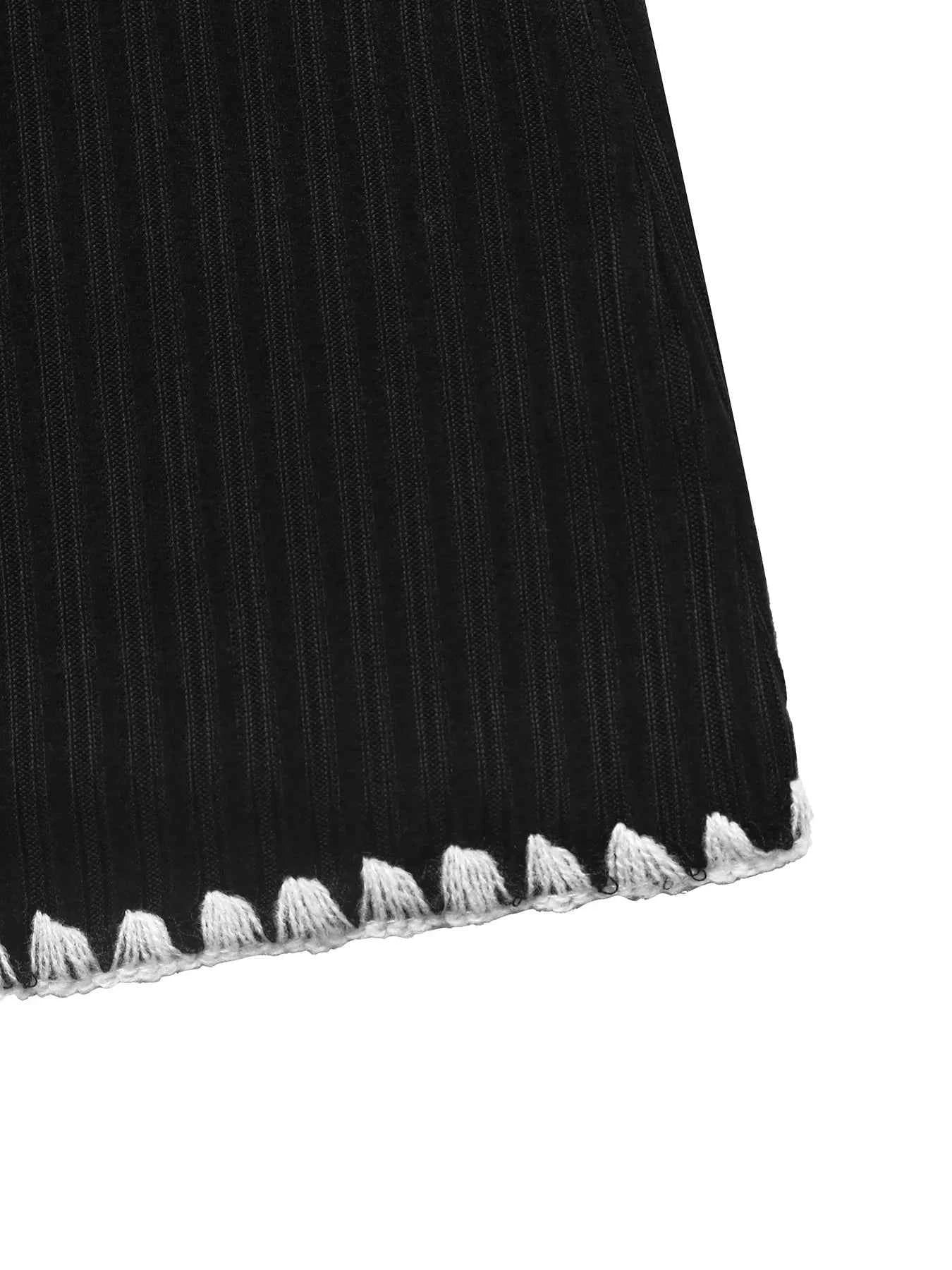 Contrast Trim Texture Long Sleeve Sweater Dress