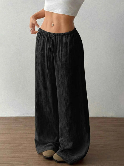 Drawstring Wide-Leg Casual Pants
