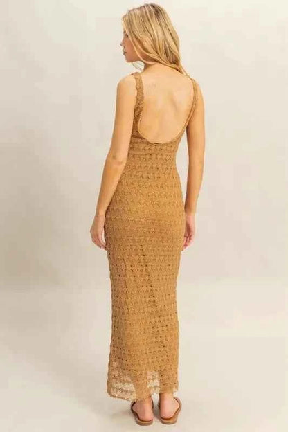 HYFVE Sleeveless Crochet Open Back Maxi Dress