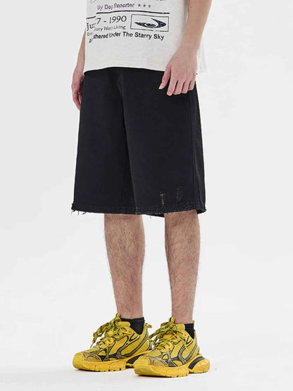 Men's Frayed Hem Denim Shorts
