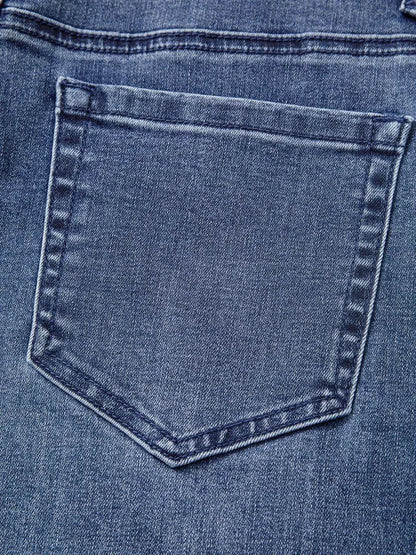 High Waist Button Zip Flare Leg Jeans