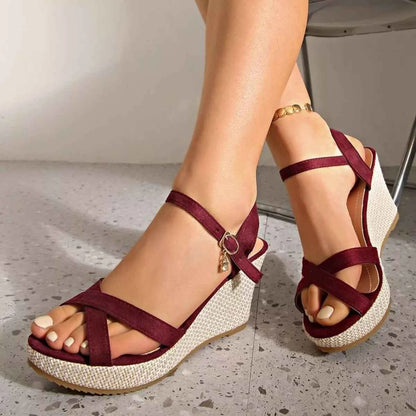 Crisscross Open Toe Wedge Sandals