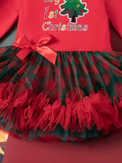 Children's Christmas Stocking Tulle Ruffle Dress