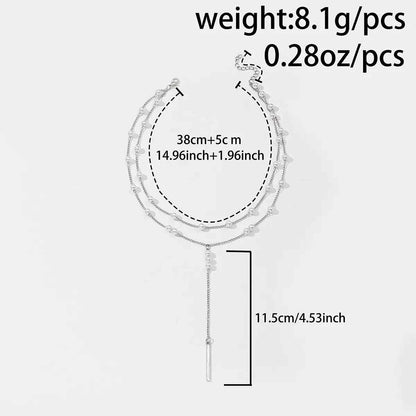 Double Layered Pearl Y-Shaped Necklace