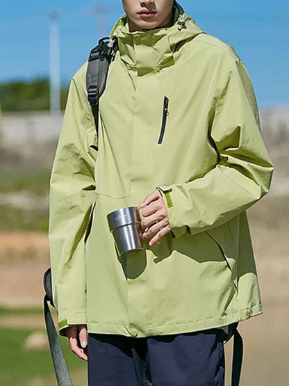 Men's Full Size Zip Up Long Sleeve Hooded Jacket Plus Size