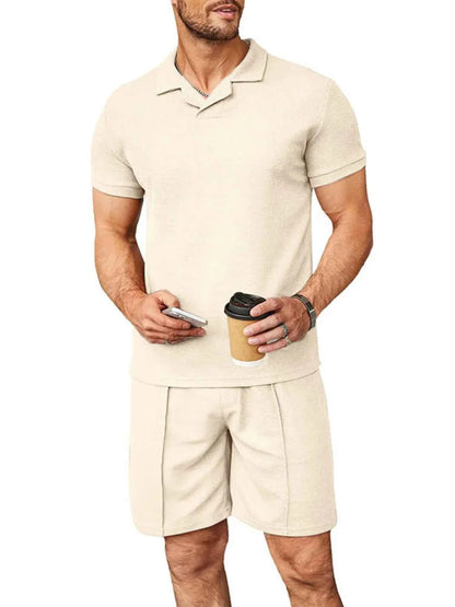 Men's Plus Size Short Sleeve Top and Shorts Set