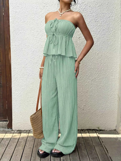 Tube Top and Wide-Leg Pants Set