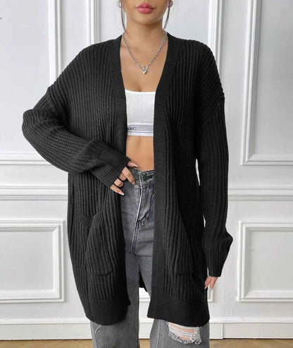 Open Front Drop Shoulder Cardigan