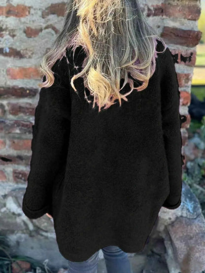 Open Front Long Sleeve Fluffy Jacket